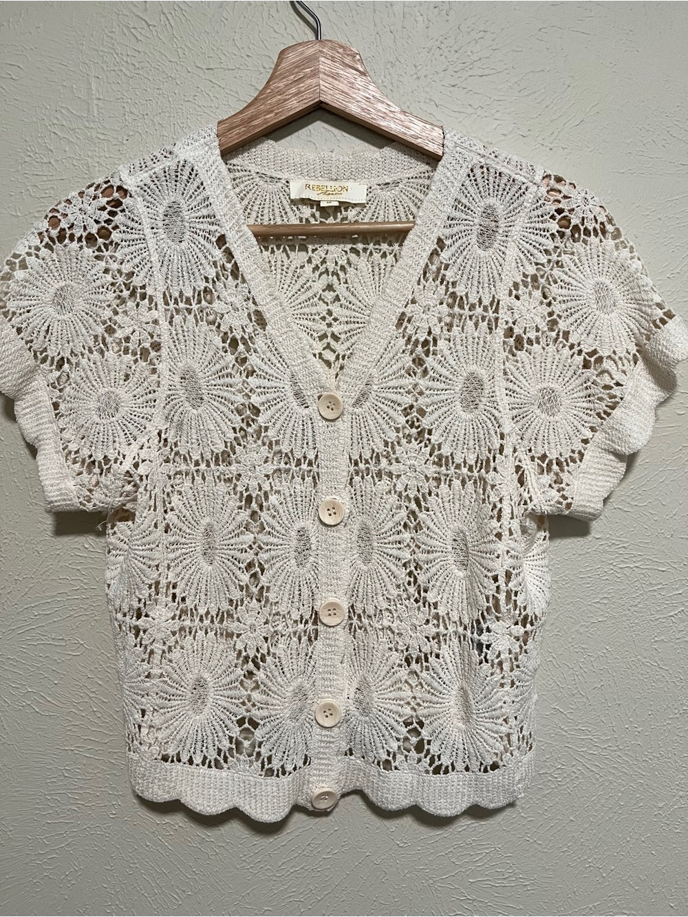 Rebellion Cream Openwork Crochet Cardigan